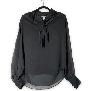 H&M | Black Sheer Textured Blouse | 4